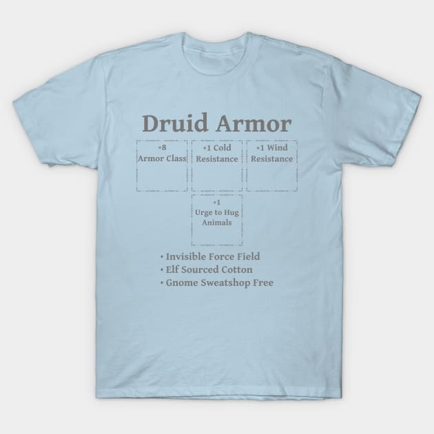 Druid Armor: Role Playing DND 5e Pathfinder RPG Tabletop RNG T-Shirt by rayrayray90